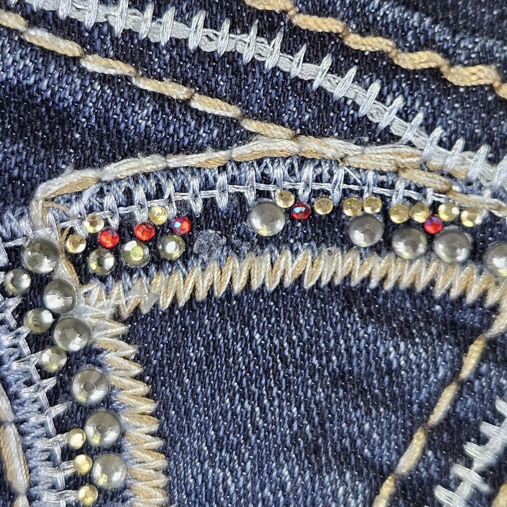 BIG STAR Liv Jean 27L Tall Bling Thick Stitch Western Blue Denim Cowgirl 31x34 - Picture 10 of 16
